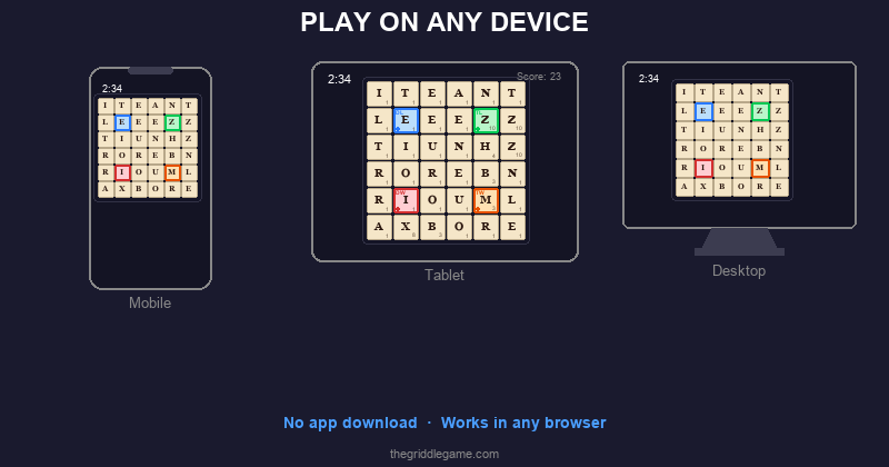 Griddle game displayed on desktop, tablet, and smartphone screens